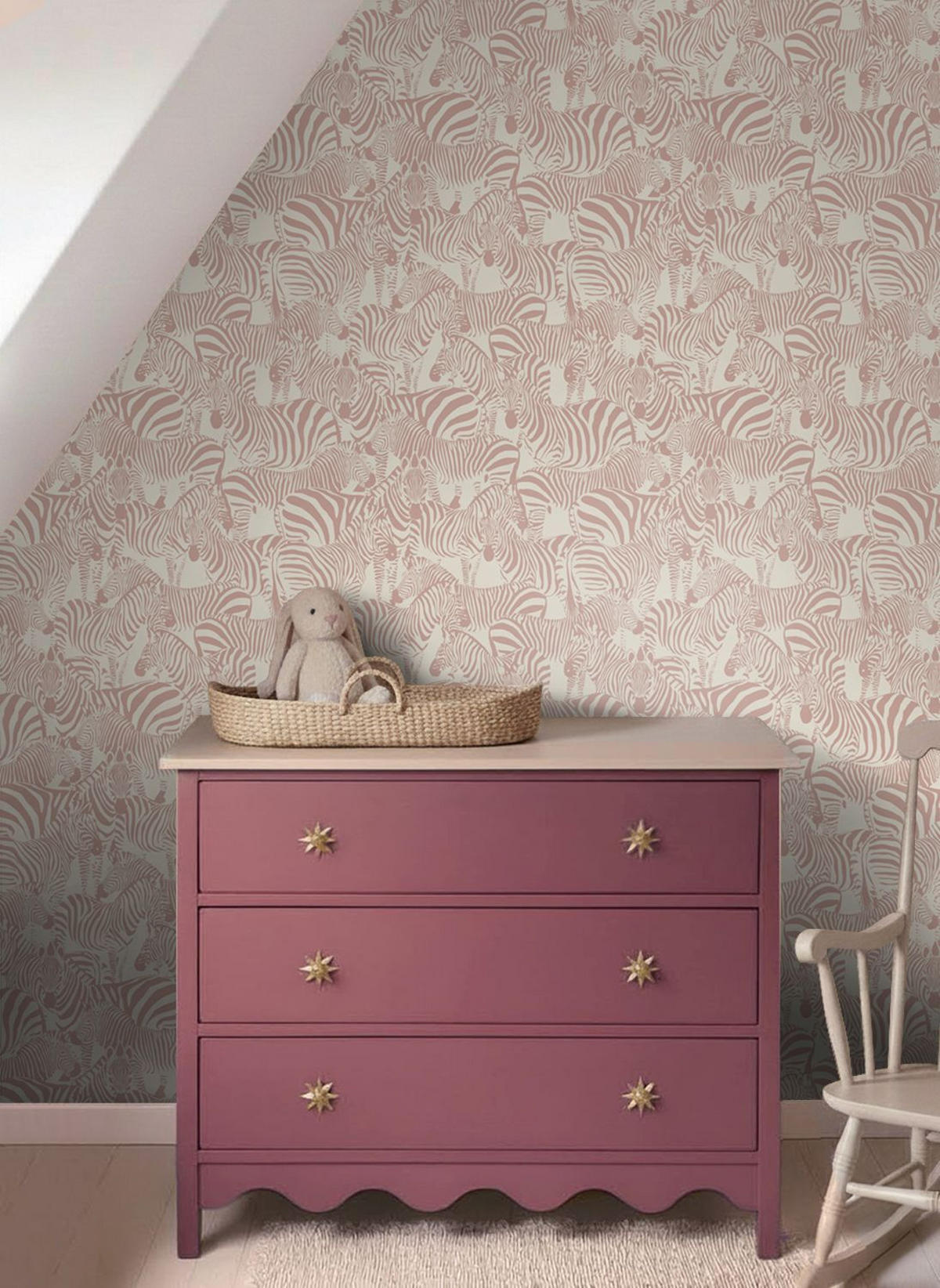 TAPETE Zebras 50 x 900 cm - Pink, Papier (50/0.1cm) - ESTAhome