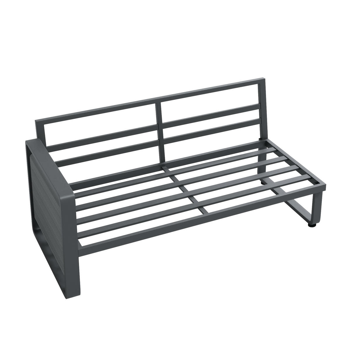 LOUNGEGARNITUR aus Metall & wasserabweisendem Stoff Grau mit verstellbaren Füßen - Grau, Metall - Modfu