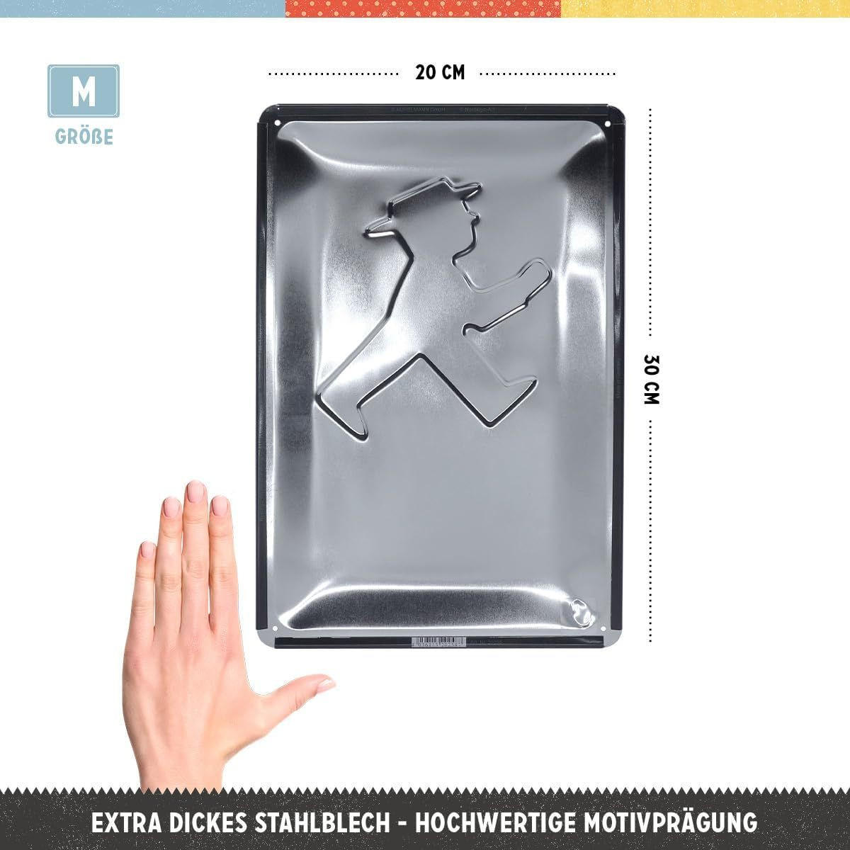 BLECHSCHILD 20/30 cm Ampelmann Grün Kalender - Multicolor, Metall (20/30/0.2cm) - Nostalgic-Art