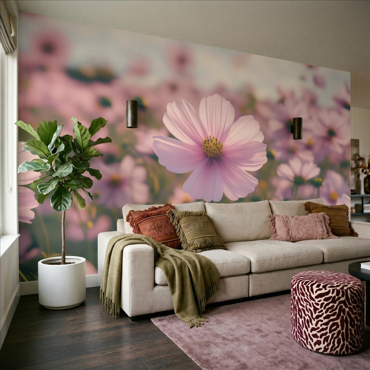 TAPETE - Blumen - Lila - Unscharf - 500x300 cm - Rosa, Papier (500/300cm) - OnlyWow
