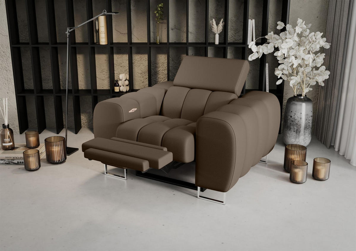SESSEL Bastien Relax In Stoff Terra - Braun, Holzwerkstoff/Textil (125/95/97cm) - Fun Möbel