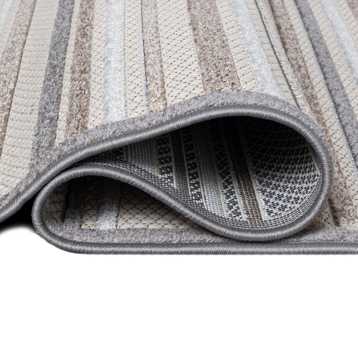 TEPPICH In-Outdoor Beige Abstract, Streifen - Kurzflor Rechteckig Creme - 160 x 230 cm - Beige/Blaugrau, Textil (160/230cm) - Mazovia