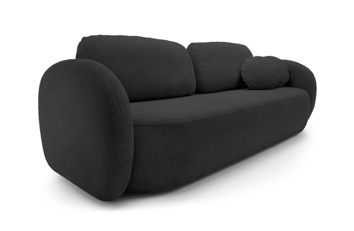 SOFA OLIO Mit Schlaffunktion Und Bettkasten, Bonell-Taschenfederung, Aragon-Stoff, lose Rückenkissen, freistehend, 238x101x86 cm Dark grey - Graphitfarben, Holz/Textil (238/86/101cm) - DomoHome