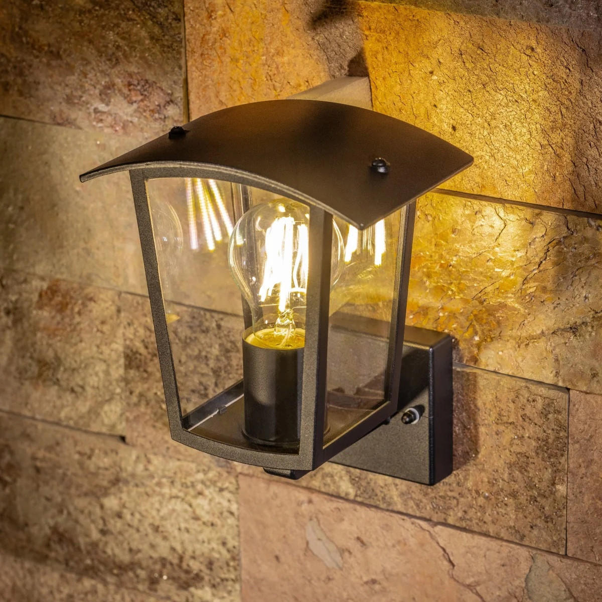 AUSSENWANDLEUCHTEE Schwarz E27 Klar Diffusor IP44 Auf - Schwarz, Metall (17/22/17cm) - CGC Europe
