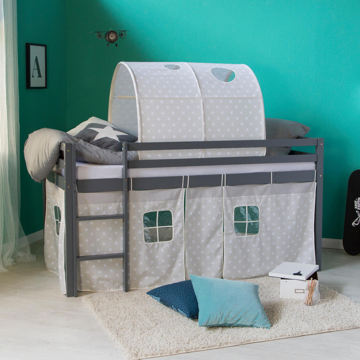 HOCHBETT 90/200 cm Grau Lattenrost Tunnel - Grau, Holz - Homestyle4u