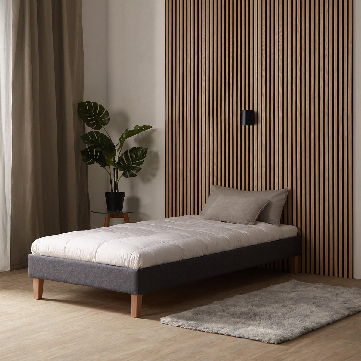 POLSTERBETT mit Lattenrost 90/200 cm in Grau - Grau, Textil (90/200cm) - Homestyle4u