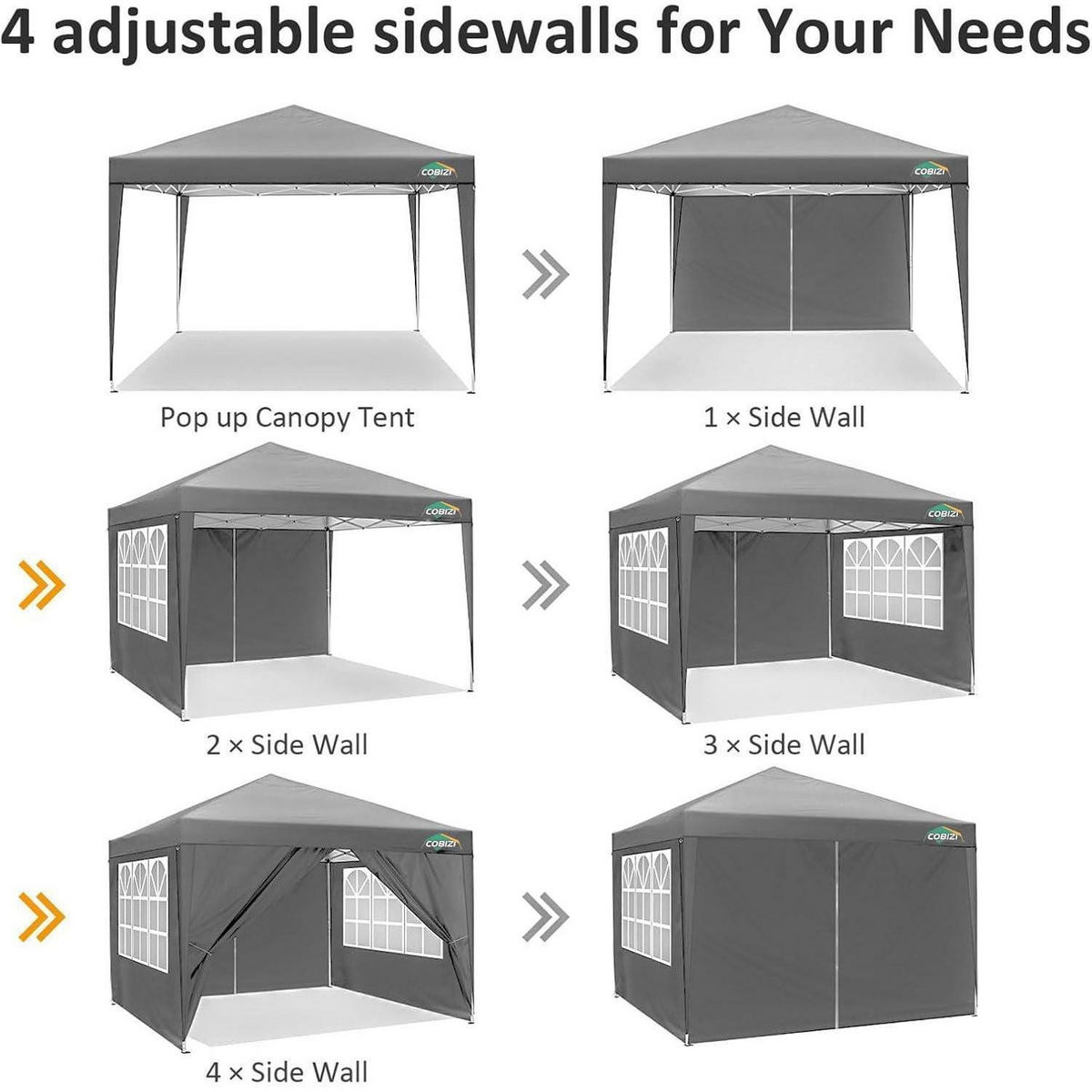 FALTPAVILLON 3x3m Tief Grau Wasserdicht mit 4 Seitenwänden - Grau, Textil (300/260/300cm)