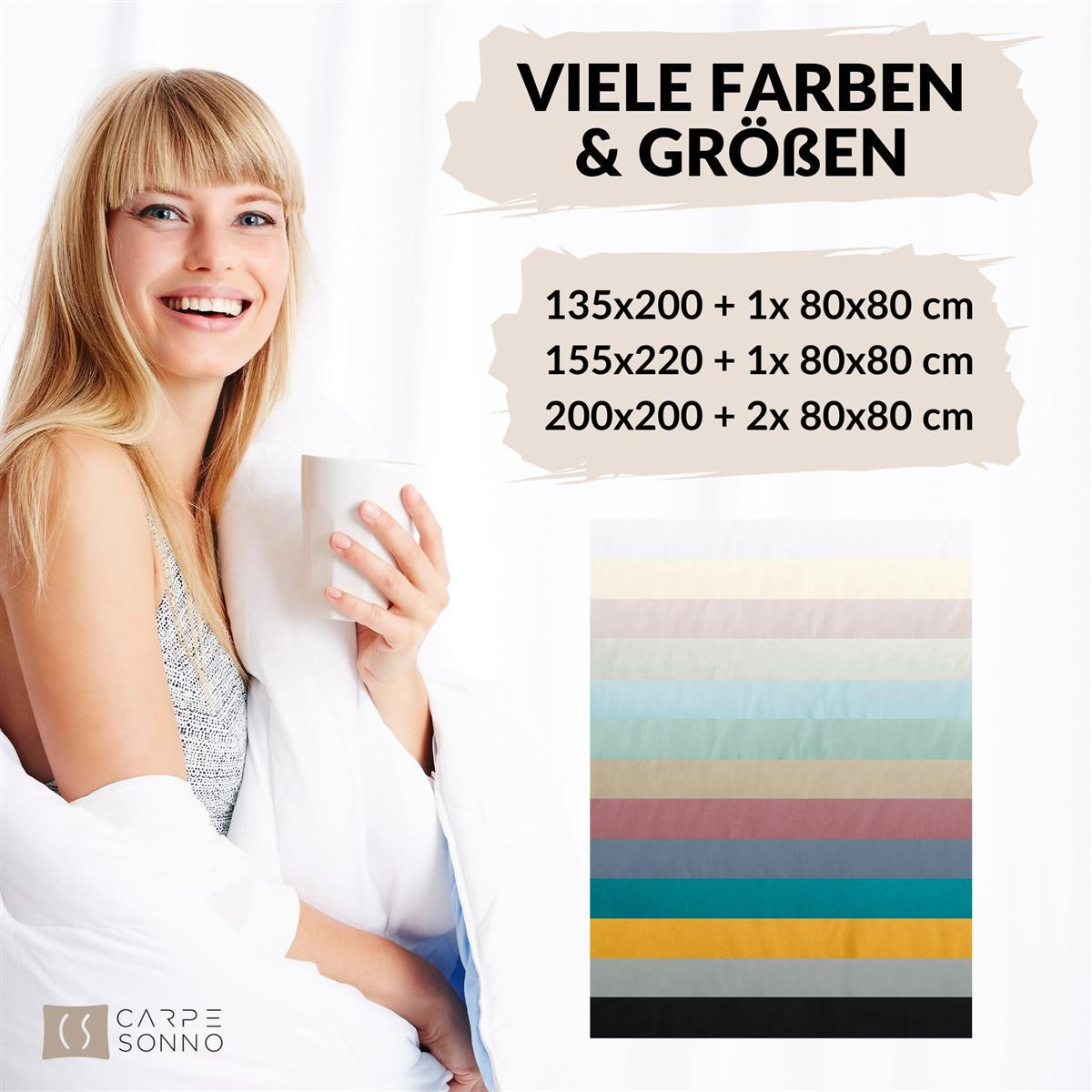 KISSENBEZUG Mako Satin 40x40 cm aus 100% Baumwolle, Kopfkissenbezug 40 x 40 im 2er Set - Schwarz - Schwarz, Textil (40/40cm) - Carpe Sonno