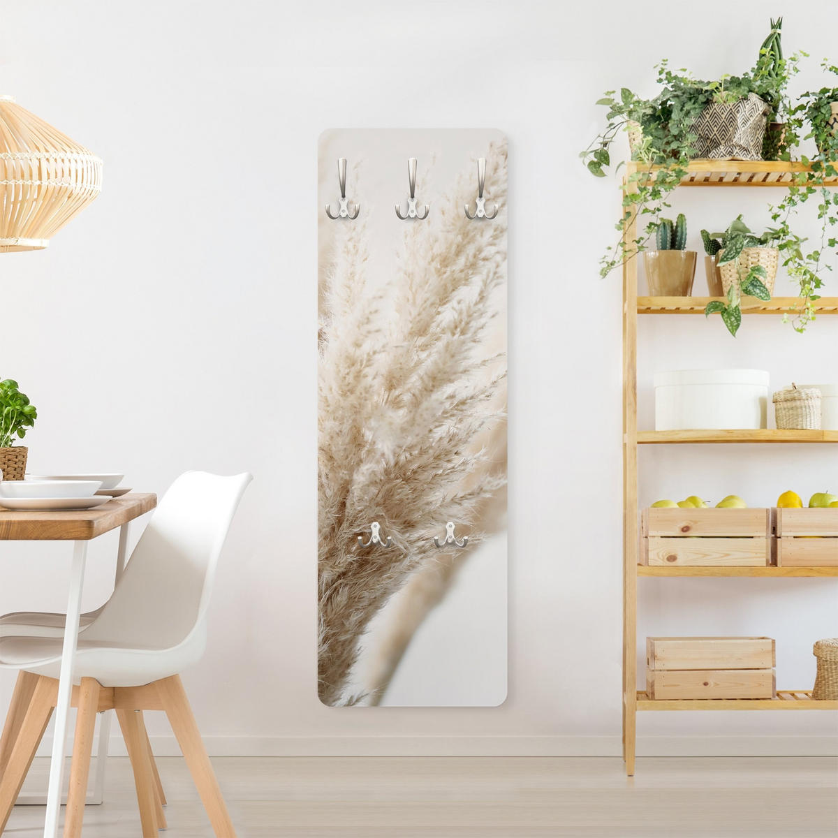 WANDGARDEROBE - Makroaufnahme Pampasgras 34/105 cm - Beige, Holzwerkstoff (34/105/1.6cm) - Bilderwelten