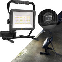 LED-BAUSTRAHLER mit Standfuß - 100W für Innen und Außen, spritzwassergeschützt, 2er-Set - Schwarz, Metall (18.3/28.7/36.8cm) - Northpoint