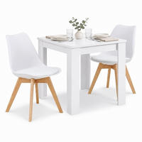 TISCHGRUPPE 80/80 cm Weiß mit 2 Stühlen - Weiß/Naturfarben, Holz/Kunststoff (80/80/80cm) - Homestyle4u