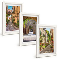 BILDER SET 3er Set - 20x30 cm Weißer Rahmen - Italienische Straßen, Blumen, Architektur - Weiß, Kunststoff (20/30cm) - TULUP
