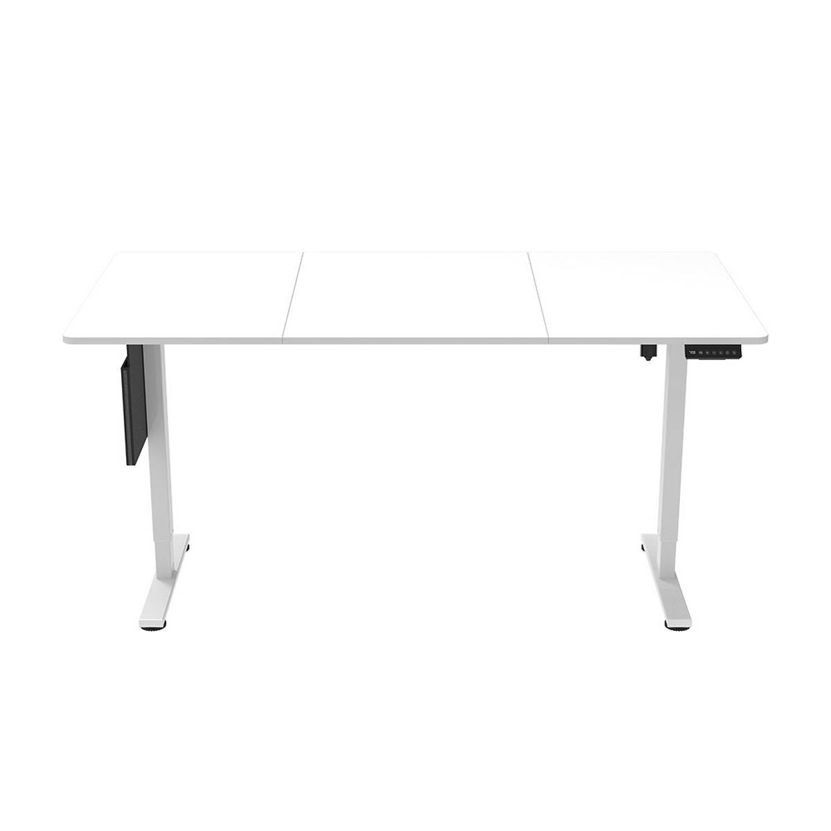 HÖHENVERSTELLBARER SCHREIBTISCH ELMO - Weiß, 120 x 60 cm / mit PC-Halterung - Weiß, Holz/Metall (60/120/24cm) - Home Deluxe
