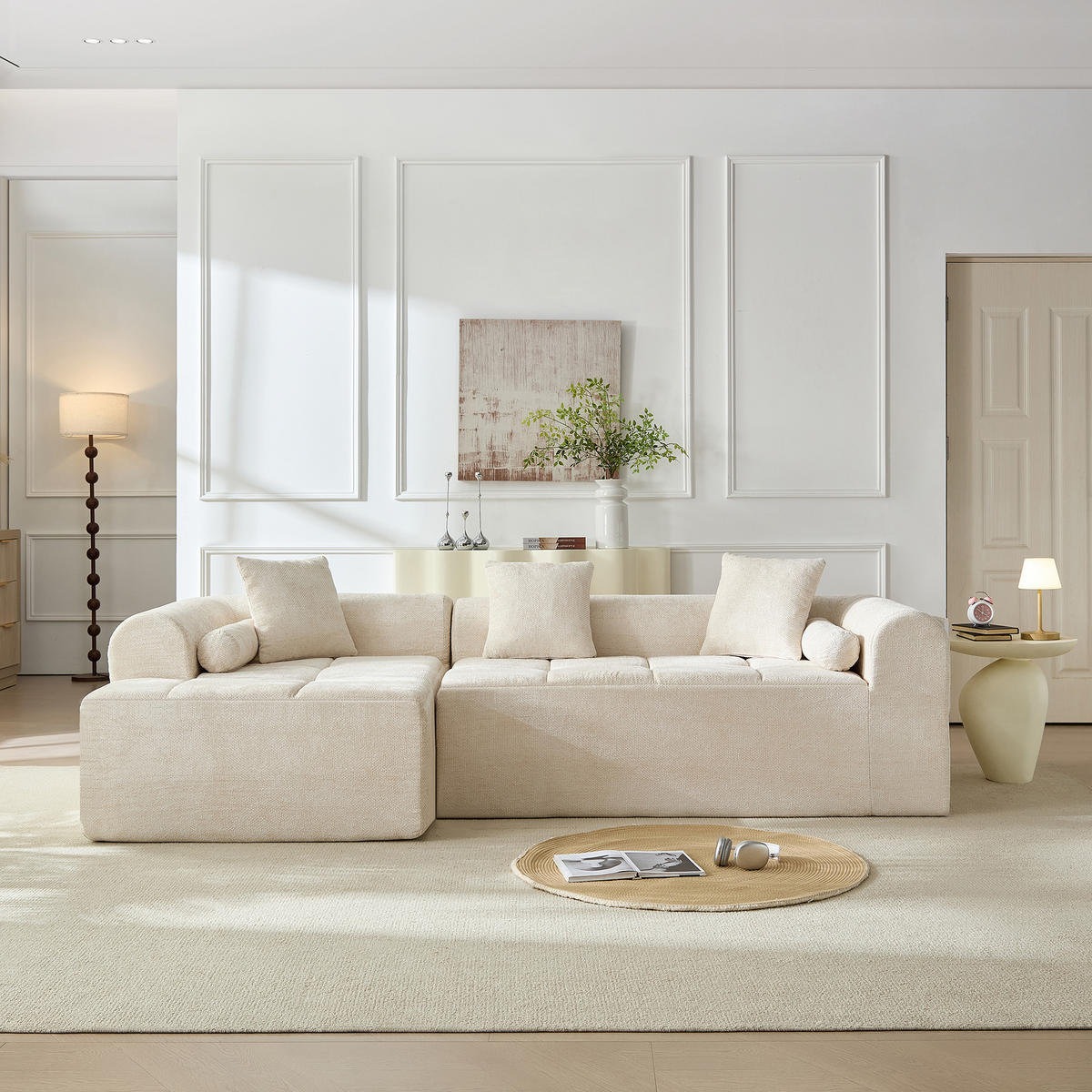 ECKSOFA 263/132.5/68 cm Beige Chenille - Beige, Textil (263/132.5cm) - Oxeza