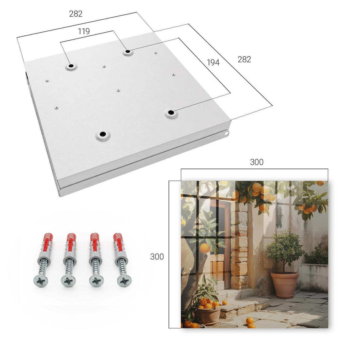SCHLÜSSELBOX Weiß 30x30 cm – Türöffnung nach rechts - Orangengarten - Orange, Metall (30/30/5cm) - TULUP