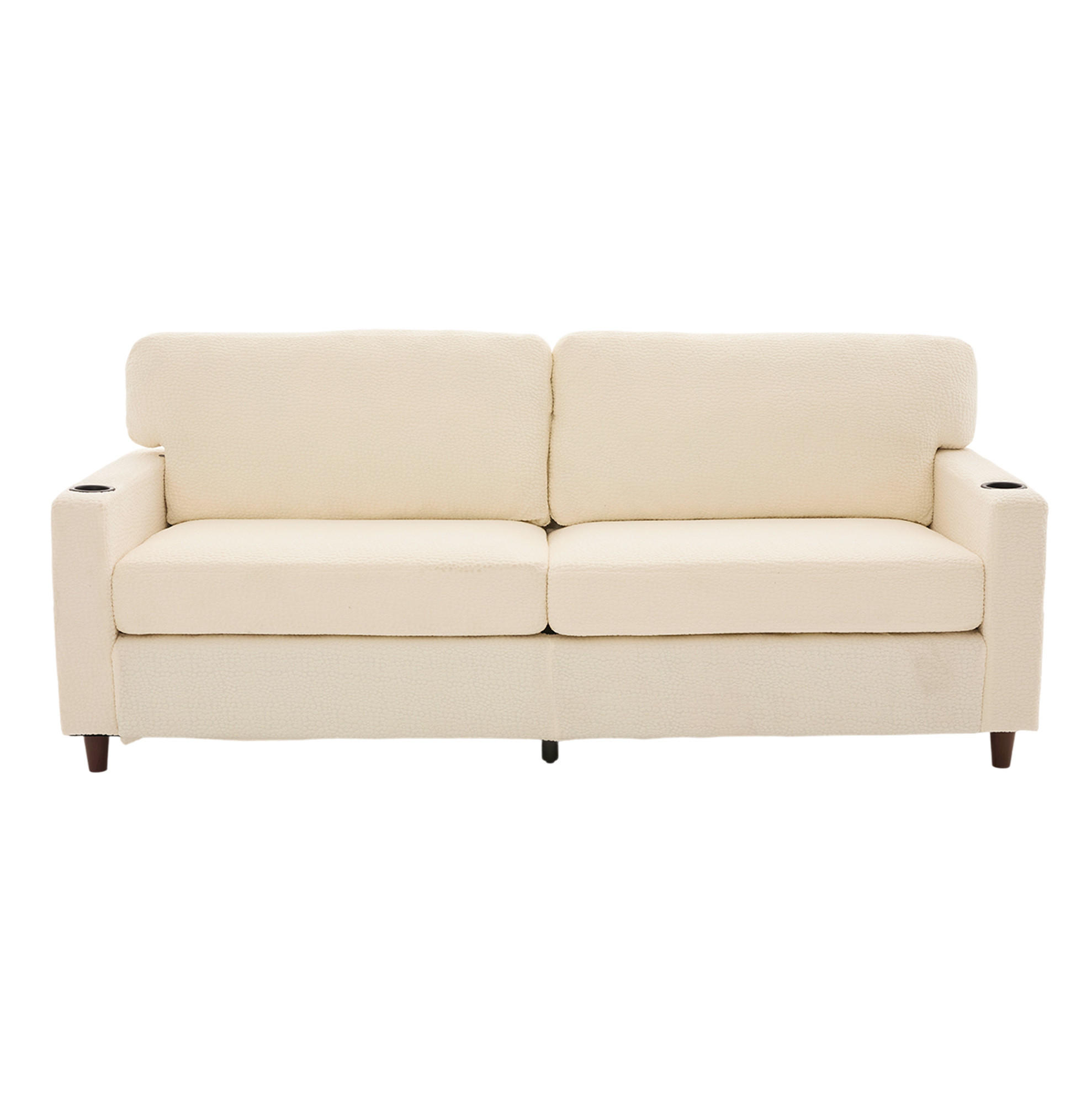 POHOVKA z chenille, 203/77,5/86 cm béžová, 2-miestna s USB-C a LED - béžová, textil (203/86/77.5cm) - BEAOK
