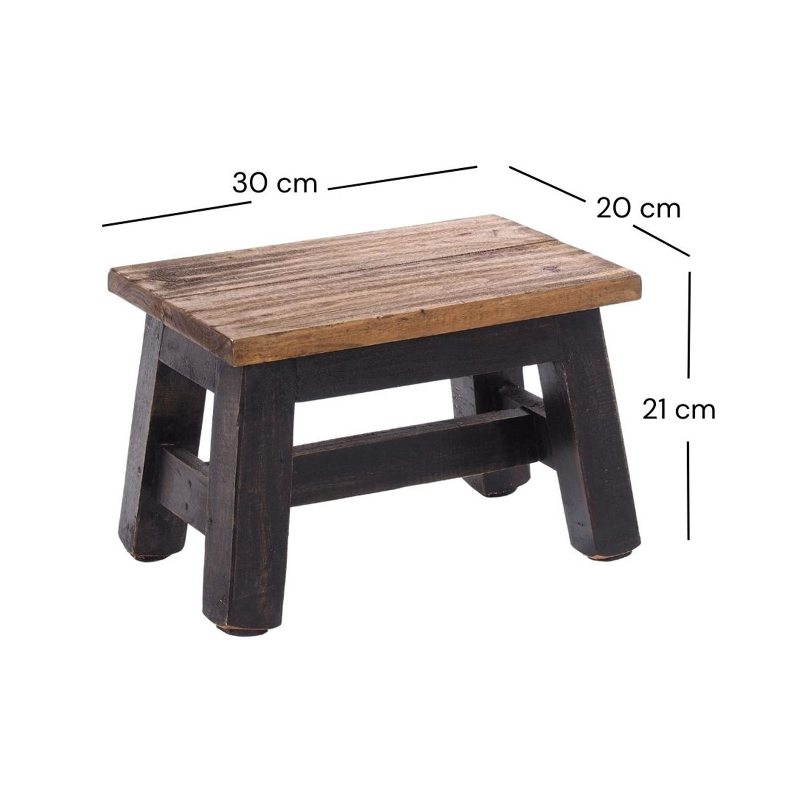 BLUMENHOCKER Monte Mahagoni Massivholz 04 schwarz-natur - Graubraun, Holz (30/21/20cm) - DESIGN DELIGHTS