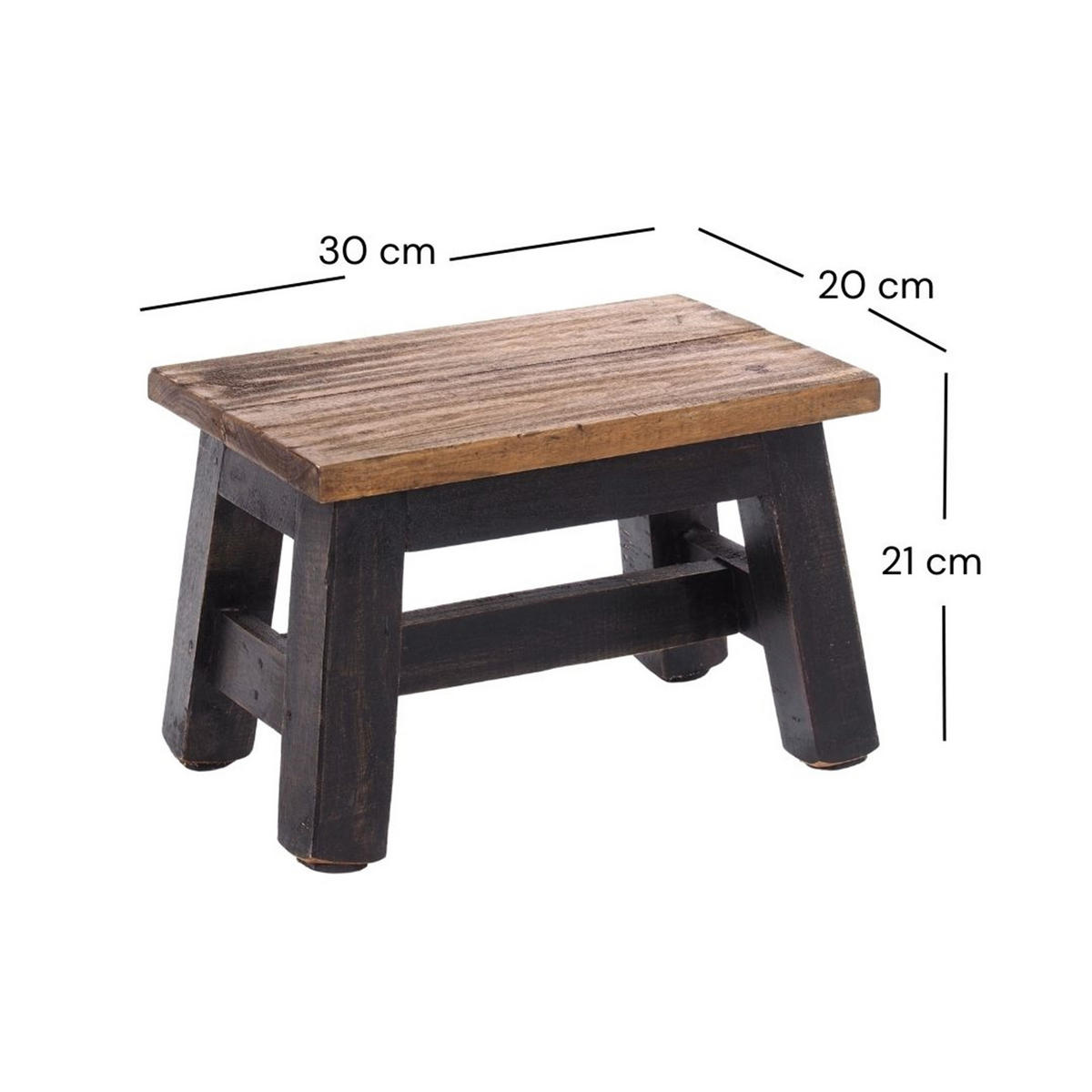 BLUMENHOCKER Monte Mahagoni Massivholz 04 schwarz-natur - Graubraun, Holz (30/21/20cm) - DESIGN DELIGHTS
