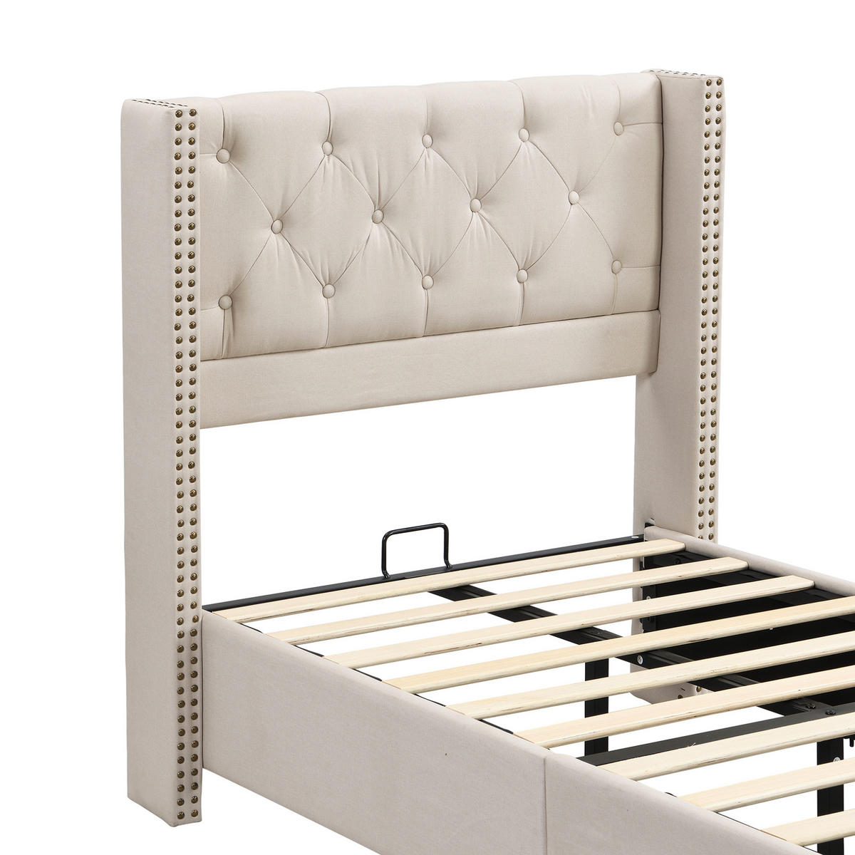 POLSTERBETT mit Lattenrost 90x200 cm Leinen Beige - Beige, Holz (90/200cm) - Meubliv