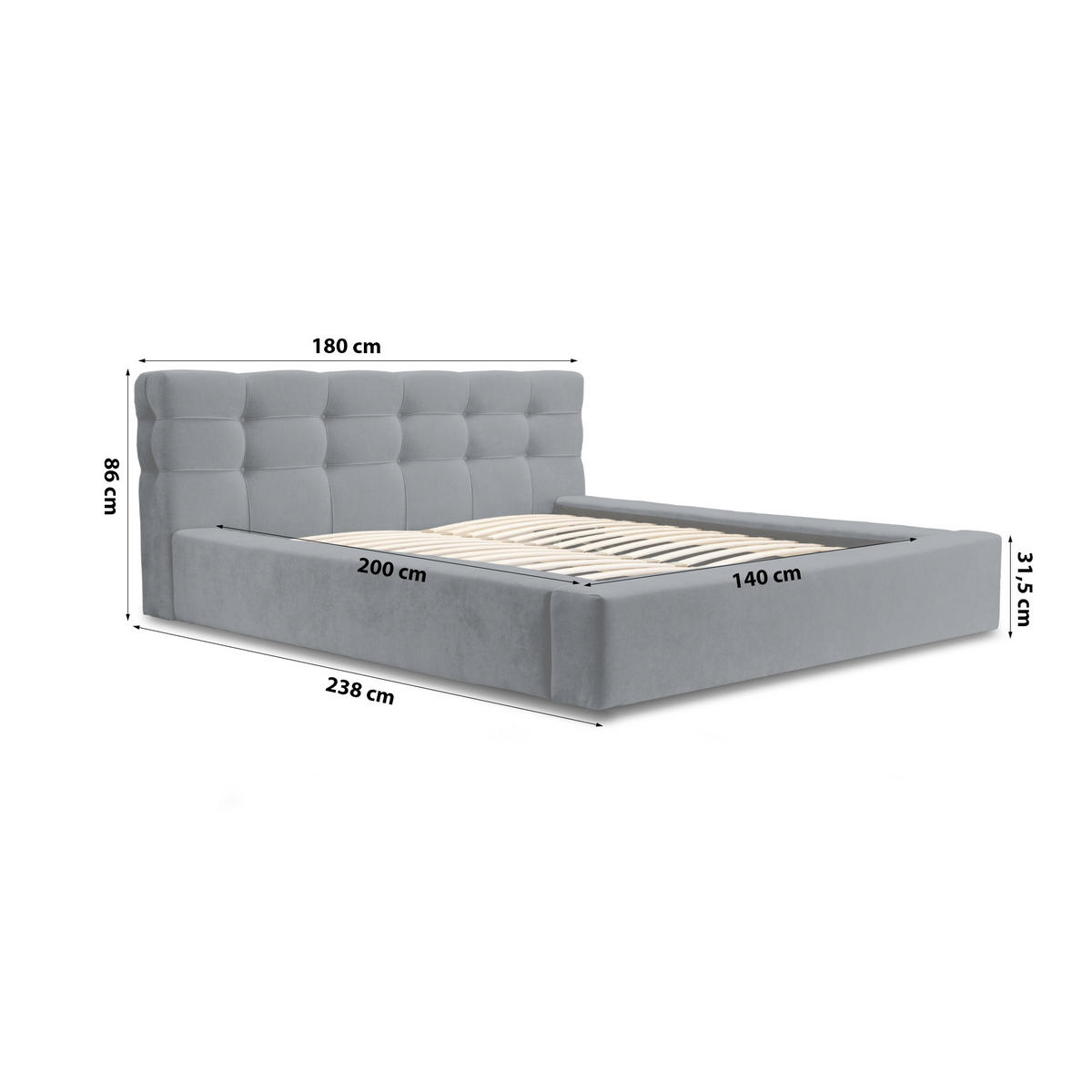 POLSTERBETT aus Velvet Gretta 140x200 cm, Dunkelblau - Dunkelblau, Textil (140/200cm) - Fedve