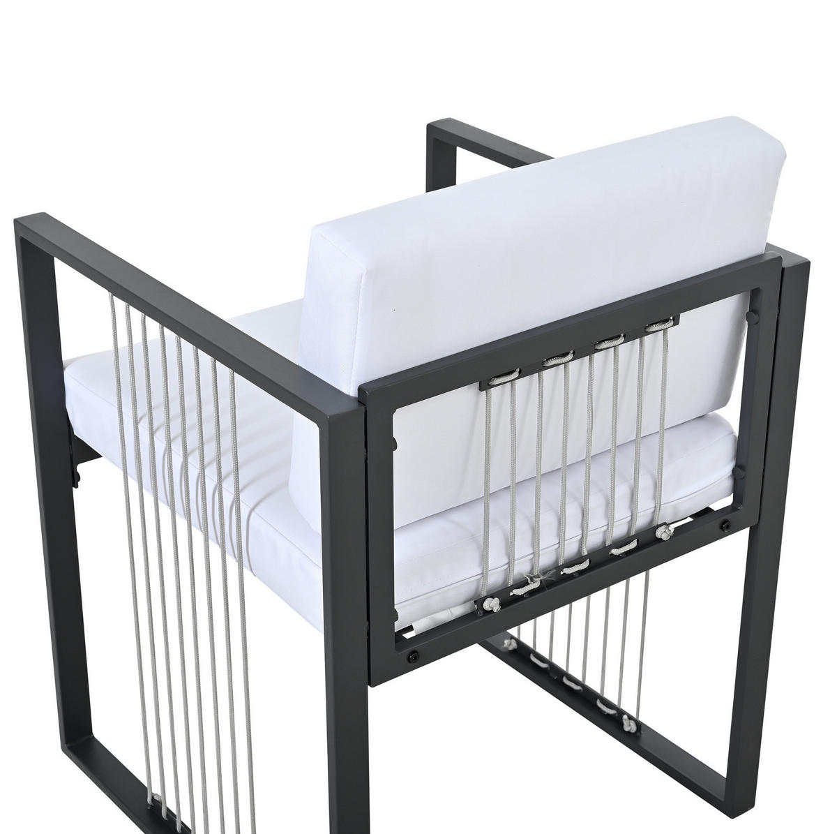 ZAHRADNÍ jídelní set z kovu a skla 117x117x73 cm černobílý pro 6 osob s odolnou konstrukcí - černá, kov - Modfu