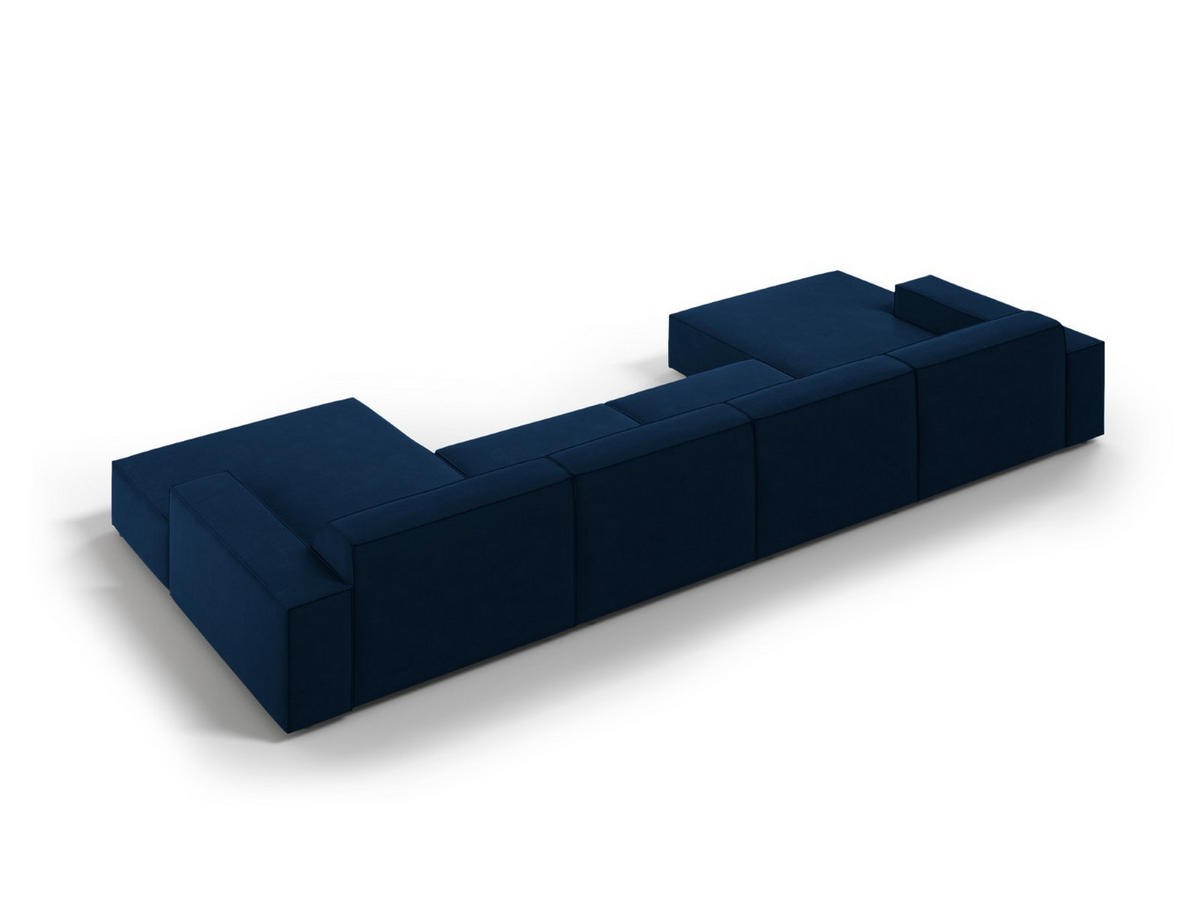 PANORAMASOFA Jodie aus Samt königsblau 6 Sitzplätze - Blau, Textil (166/70/364cm) - Micadoni