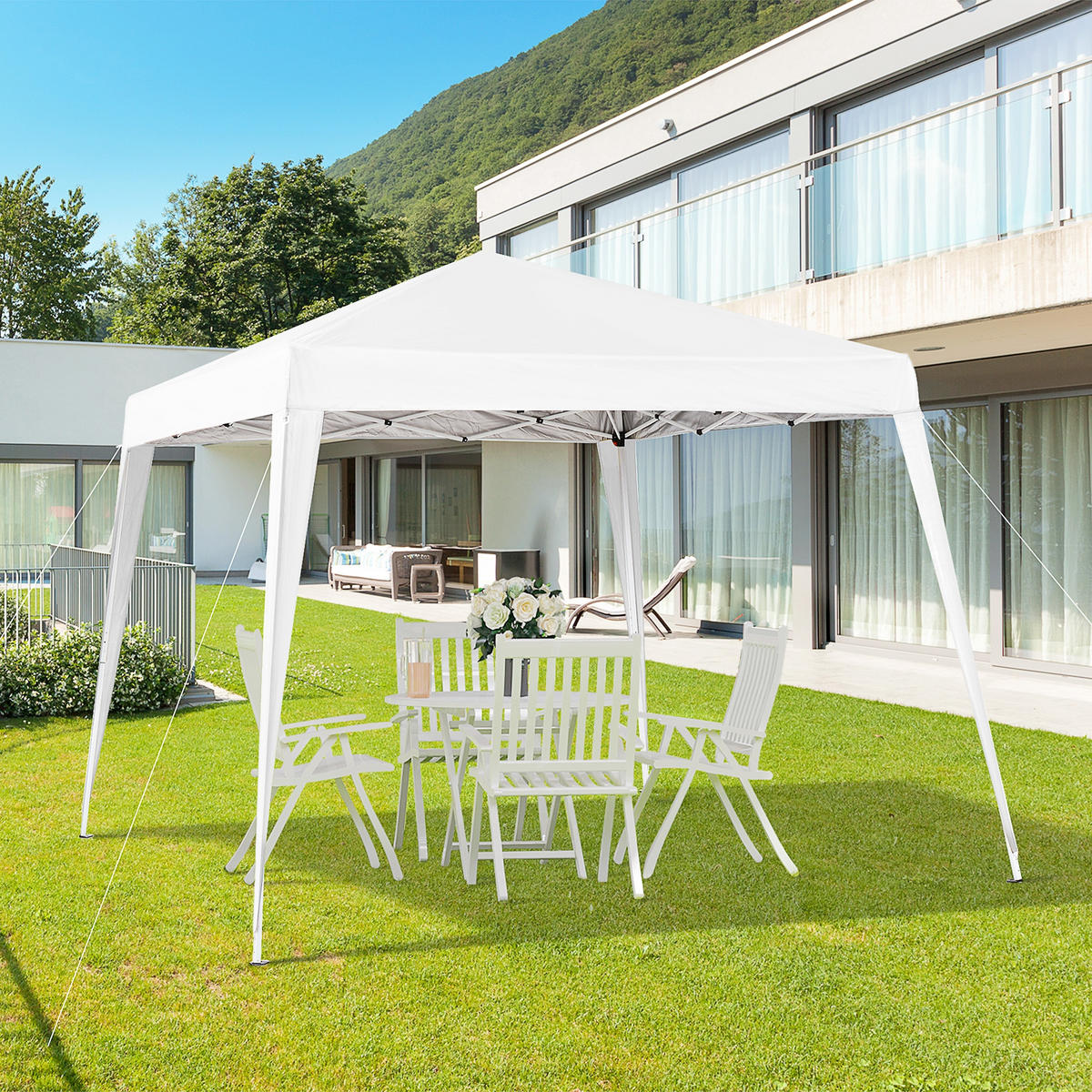 FALTPAVILLON, Grau, Stahl, Oxford - Weiß, Metall (240/250/240cm) - Outsunny