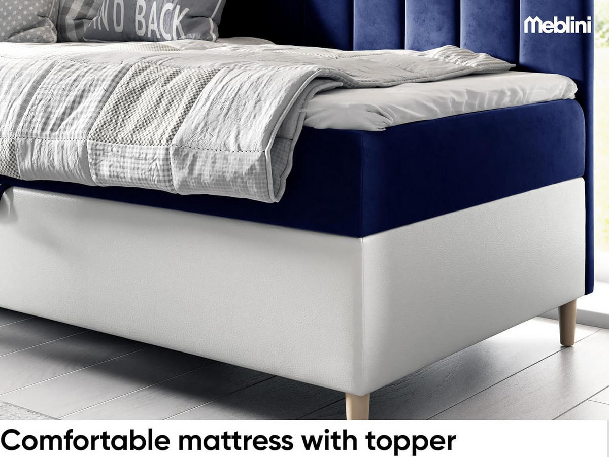 KINDERBETT MAYA 3 - Dunkelblau/Weiß, Holzwerkstoff (106/208cm) - Meblini