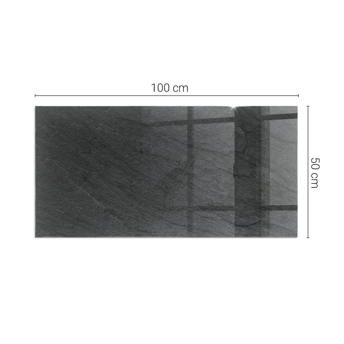 GLASPLATTE für Kamin 100x50 cm Schwarz - Schwarz, Glas (100/50/0.4cm) - ArtPrintCave