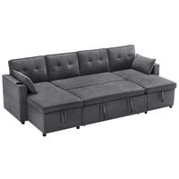 SCHLAFSOFA 270/130/86 cm in Grau – ausziehbar mit Stauraum - Grau, Textil (130/86/270cm) - BEAOK