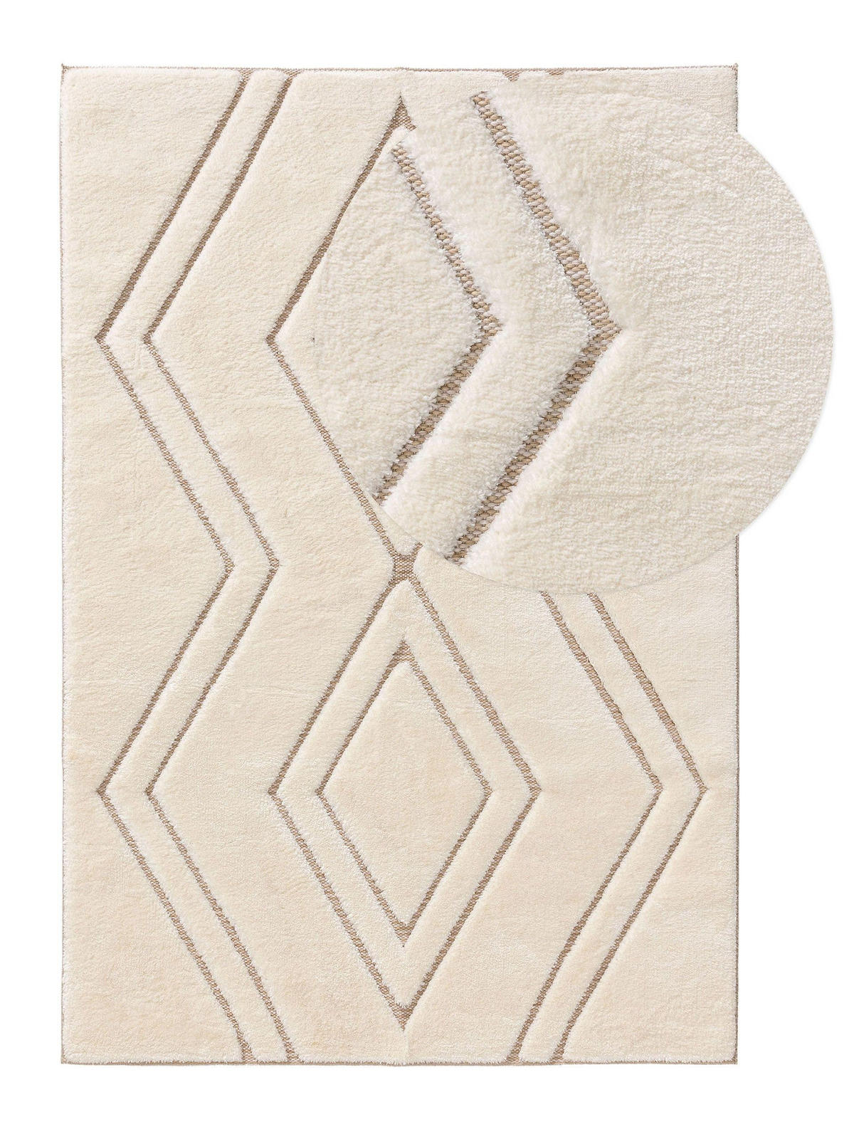 TEPPICH Elanie 140/200 cm - Beige/Creme, Kunststoff (140/200cm) - benuta Pop