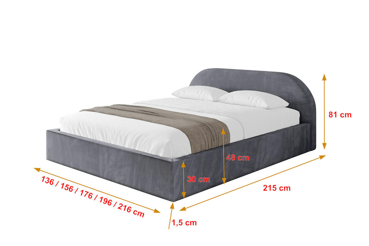 POLSTERBETT mit Bettkasten und Lattenrost, Bett mit Matratze H3/H4 - TIVON-V1 120x200 Dunkelgrau - Dunkelgrau, Holzwerkstoff/Textil (120/200cm) - ALTDECOR