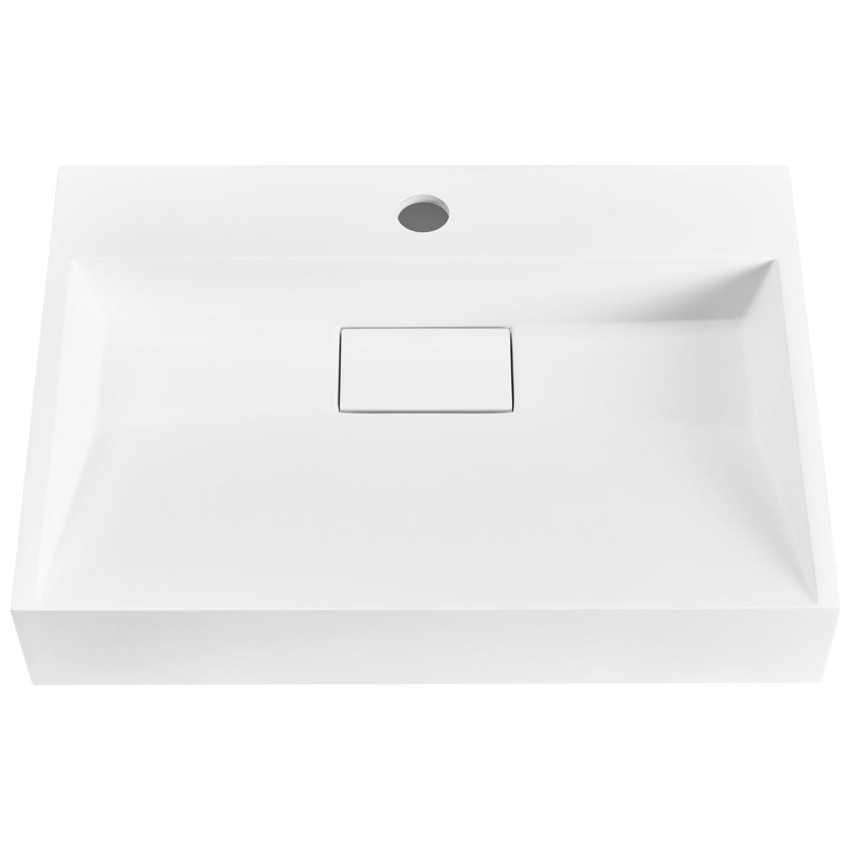 HÄNGEWASCHBECKEN Weiß 60/38 cm Mineralguss Quenko - Weiß, Naturmaterialien (60/12/38cm) - Beliani