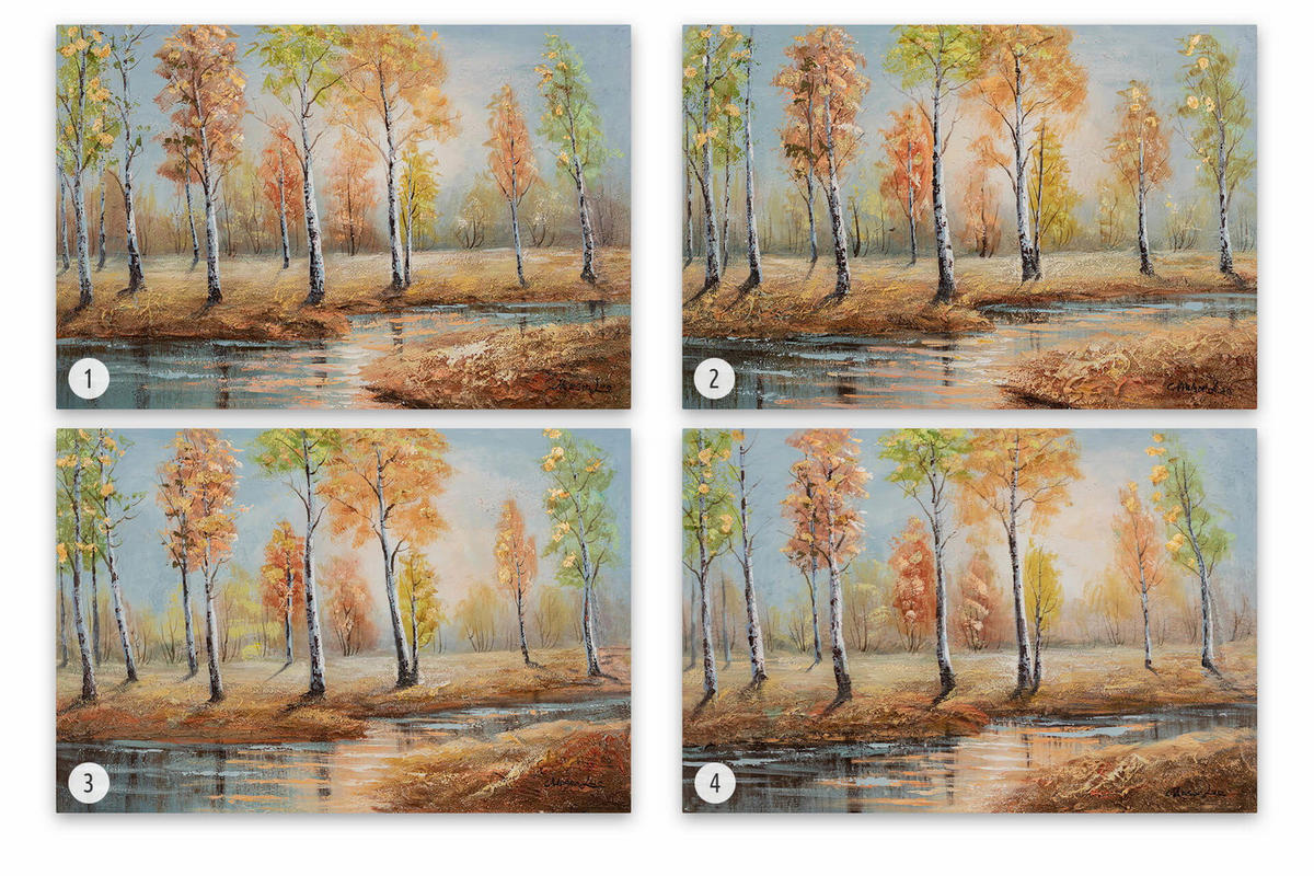 ACRYLBILD HANDGEMALT 90/60 cm - Blau/Orange, Holz/Textil (90/60cm) - KUNSTLOFT