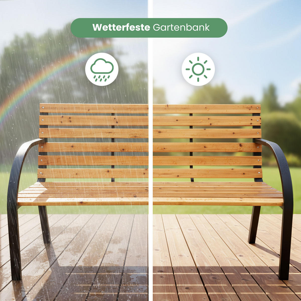 GARTENBANK DALIA Schwarz, Braun 122 x 82 x 58 cm - Schwarz/Braun, Holz/Metall (122/82/58cm) - Akord