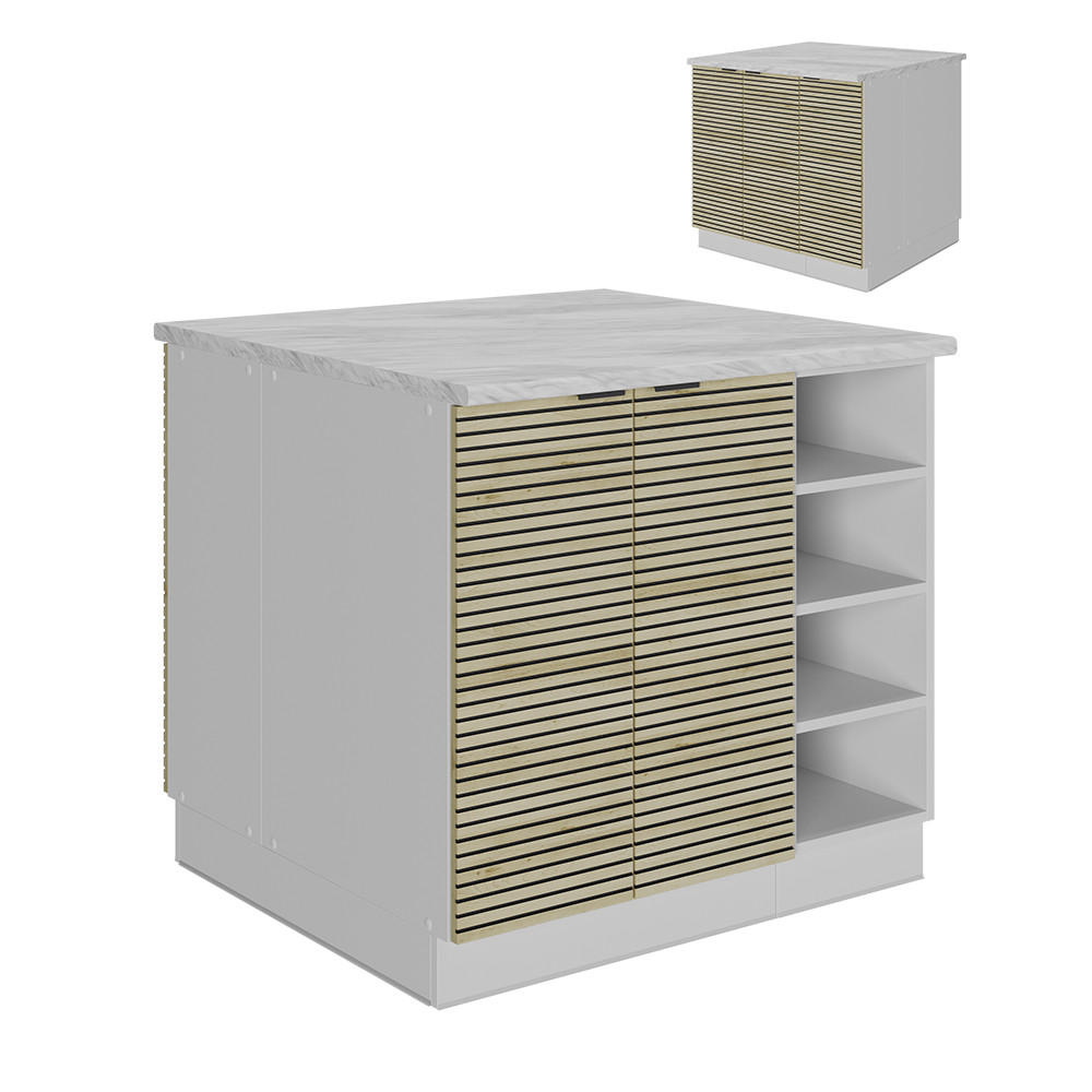 Vicco Kücheninsel Eiche, Weiß 90x82x81.6 cm