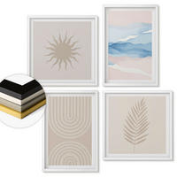 WANDBILDER 4er-Set - 50x50 cm & 40x60 cm Weißer Rahmen - Abstrakte Linien der Sonnenwellen - Weiß, Kunststoff (50/50cm) - ArtPrintCave