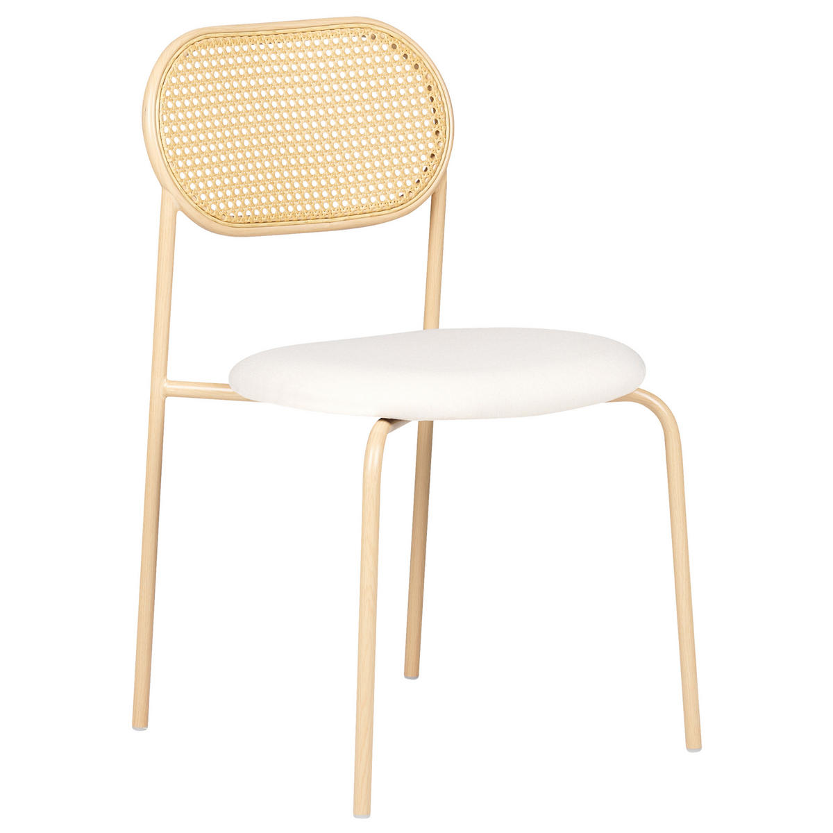 ESSZIMMERSTUHL 2er-Set Metall beige/heller Holzfarbton Adaver - Hellbraun/Beige, Metall (47/79/48cm) - Beliani