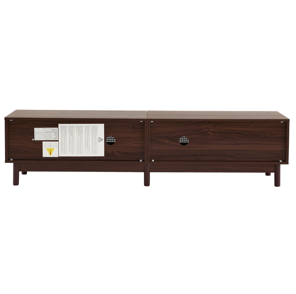 TV-LOWBOARD aus Spanplatte 180x35x44 cm Braun mit Rattantüren, 4 Schubladen und Kabelmanagement - Rotbraun, Holzwerkstoff (180/44/35cm) - IVMEU