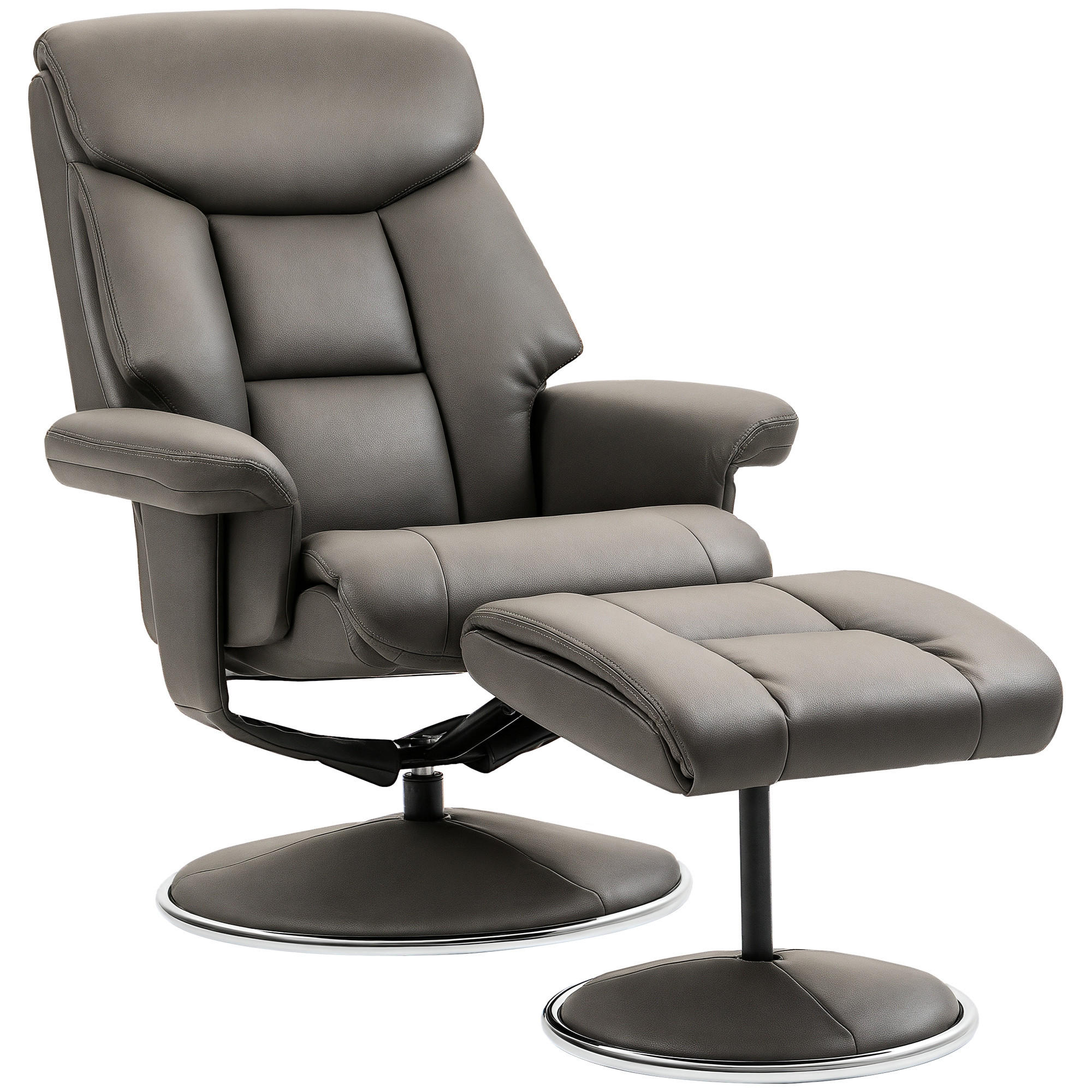 RELAXSESSEL DE-07512 mit verstellbarer Rückenlehne und Kunstleder Grau - Grau, Holzwerkstoff (95/107/81cm) - ComfortXL