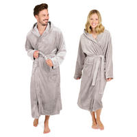 BADENMANTEL Damen & Herren M - mit gefütterter Kapuze aus 100% Baumwolle, Grau - Grau, Textil (Mnull) - Blumtal