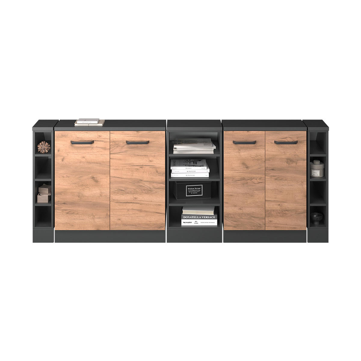 KUHINJSKI ORMAR ZA KOSINE KROVA R-Line Hrast zlatnog tona 210 cm Set od 5 ormarićnih korpusa, dubina 60 cm - hrast medunac/antracit, drvni materijal (210/83.8/60cm) - Vicco