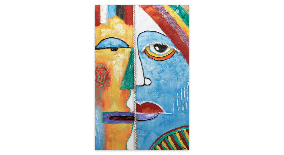 RUČNO SLIKANA AKRILNA SLIKA, 60/90 CM - višebojno, tekstil/drvo (60/90cm) - KUNSTLOFT