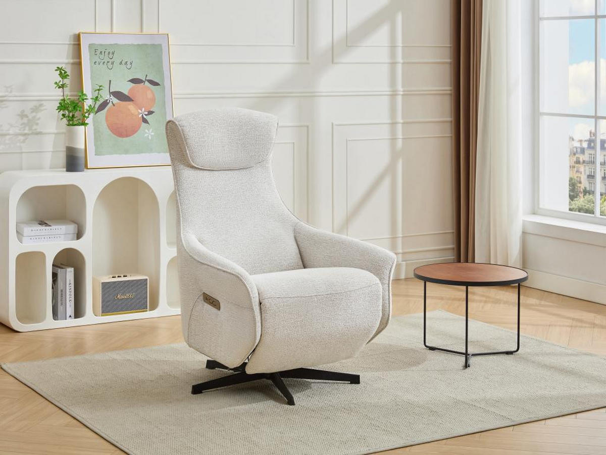 ELEKTRISCHER Relaxsessel - Stoff strukturiert - Beige - TASEMO - Beige, Textil (86/112/76.5cm) - Vente-Unique