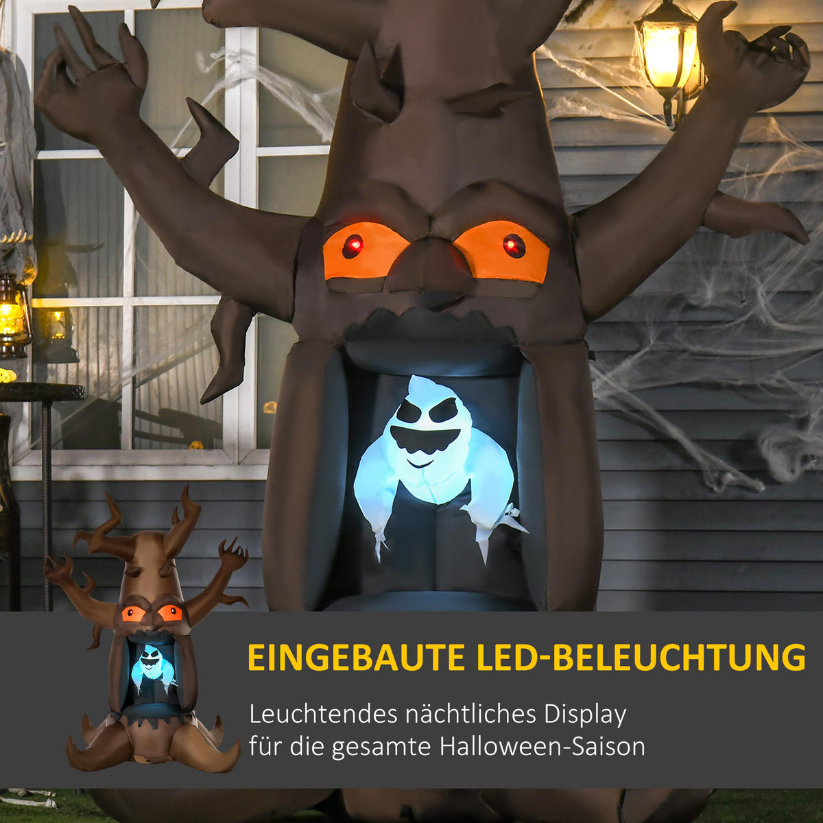 HALLOWEEN AUFBLASBARER BAUM, Braun, Polyester - Braun, Kunststoff (140/240/180cm) - HOMCOM