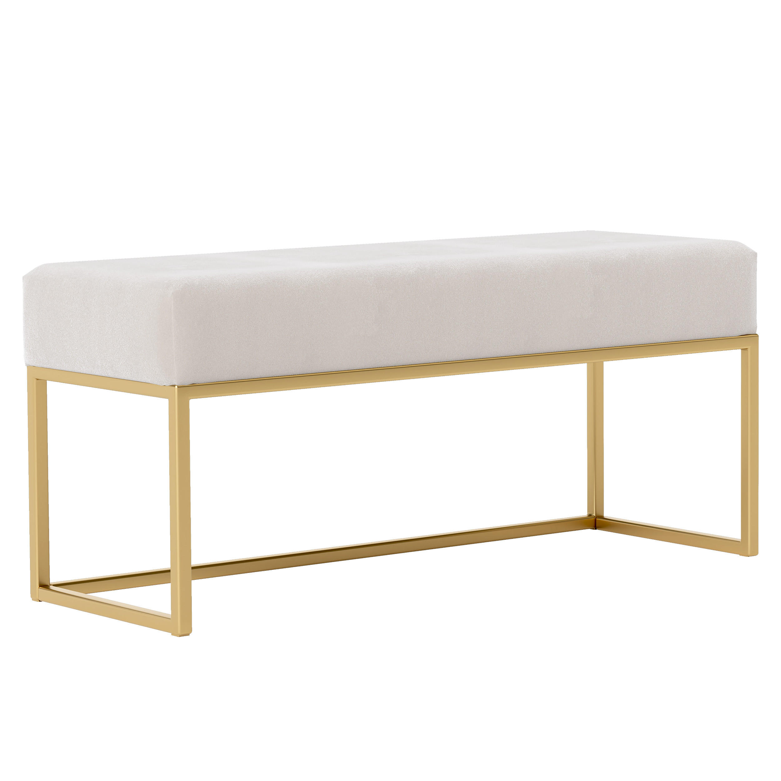 POLSTERBANK PURE 90 cm, Metallgestell, Goldfarben / Creme - Goldfarben/Creme, Textil/Metall (90/44/30cm) - Idohome