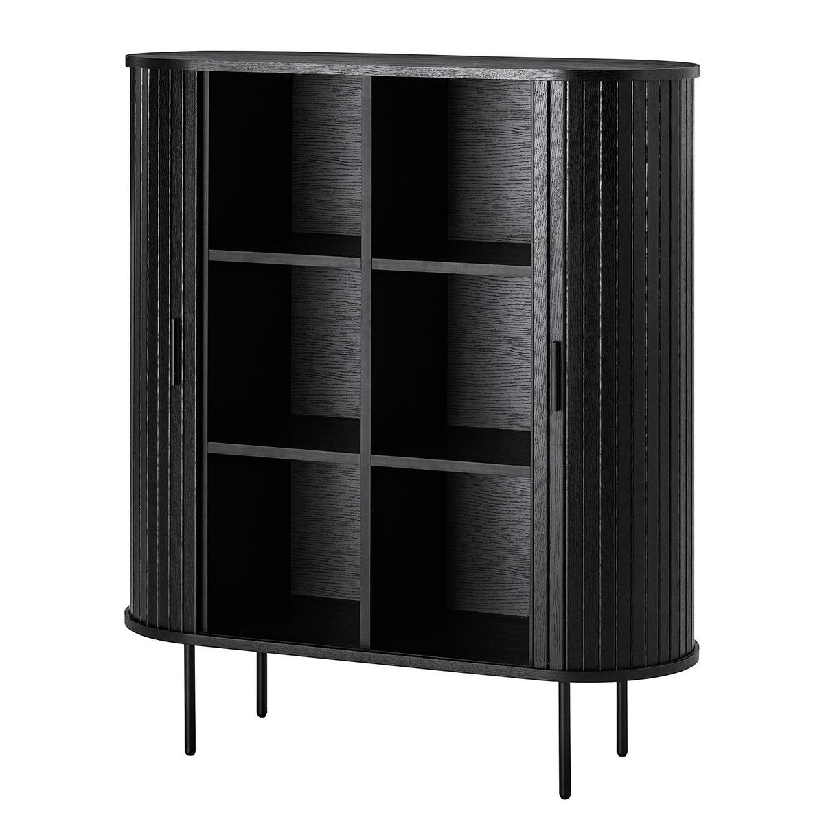 HIGHBOARD - MDF / Metall - Eiche - Eichefarben/Schwarz, Holzwerkstoff/Metall (100/118/40cm) - home24