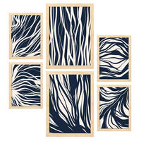 POSTER Set Mit 6 Zweigmuster In Abstrakter Form Ästhetische Dekodrucke Für Ihr Wohnzimmer, Schlafzimmer Oder Zuhause A3 & A4 Rahmen Aus Hellem Holz - Beige, Papier (29/3cm) - Nacnic