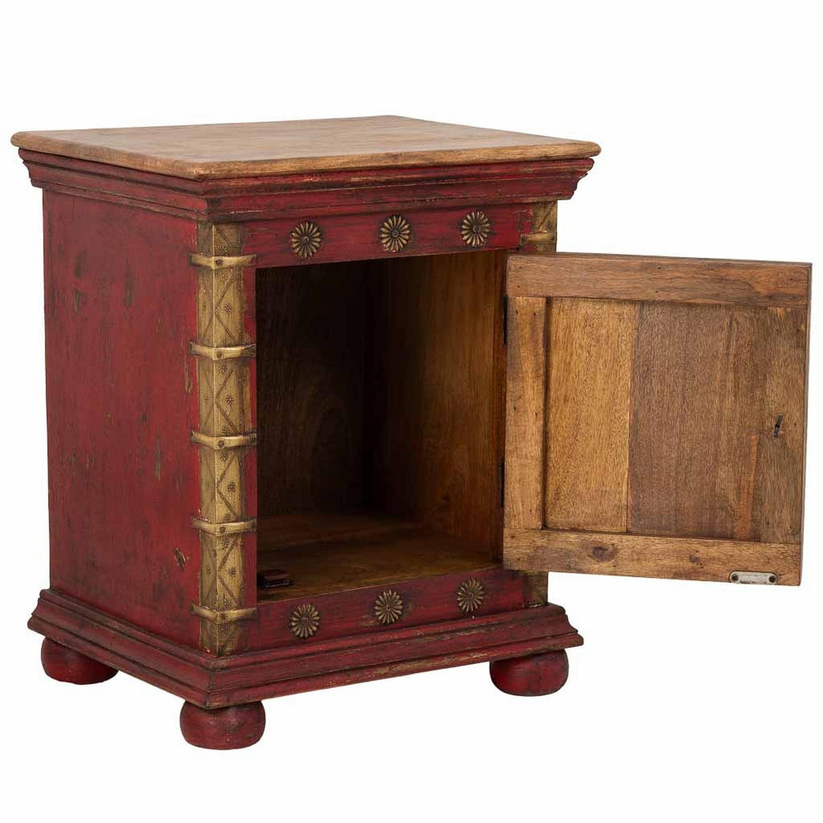 NACHTTISCH aus Holz, 50x40x59cm - Rot, Holz (50/59/40cm) - Wanderlust