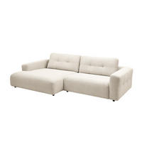ECKSOFA XL MIKA Cremeweiß Cord - Creme/Schwarz, Kunststoff/Textil (296/167cm) - KAWOLA